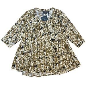 Attitudes by Renee 2X Floral Cocoon Tunic Top Plus Size Pockets Stretch NWT